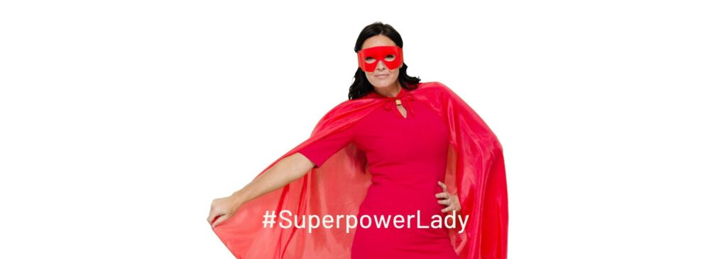Frau in rotem Kleid: Superpowerlady